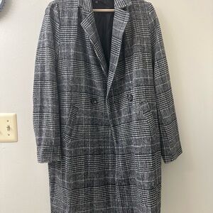 Lulu's Grey Plaid Blazer Coat